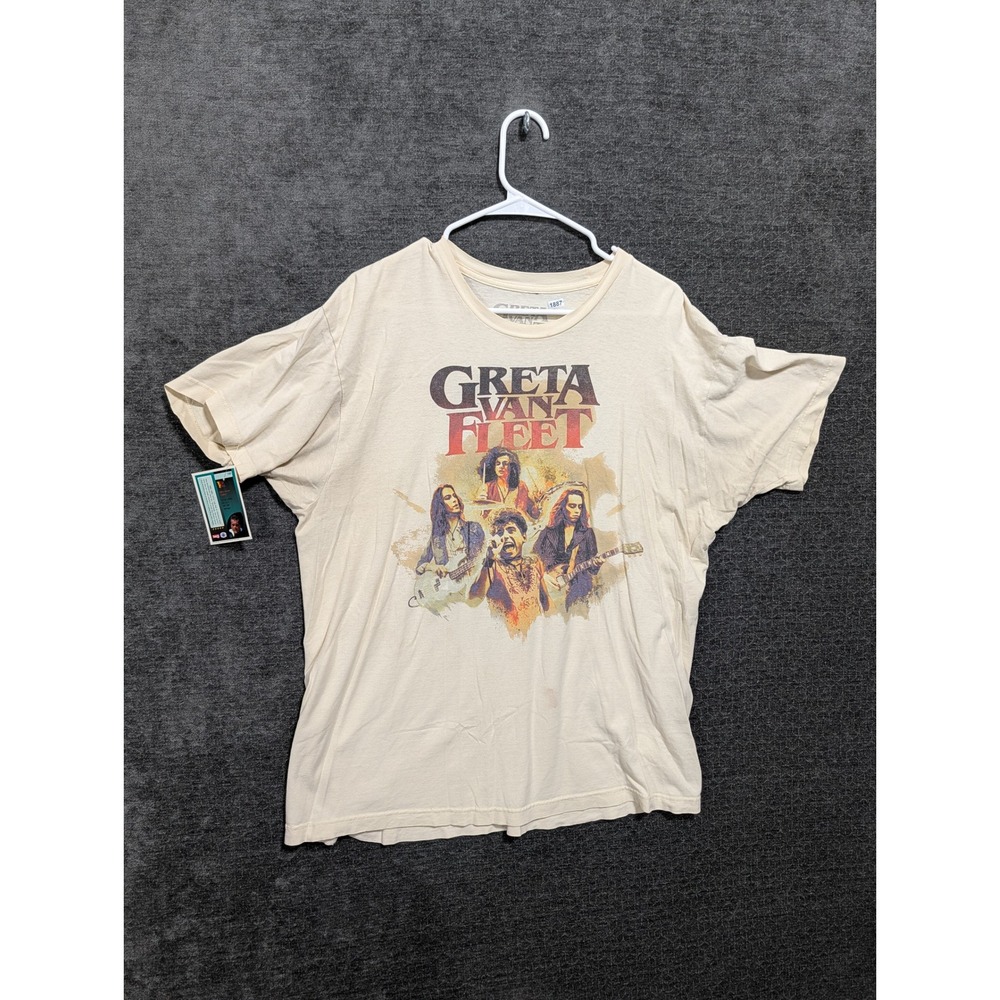 Greta Van Fleet World Tour 2018 Concert Graphic T-Shirt Cream XL